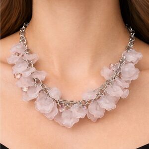 Elegant Silver and Pink Floral Necklace